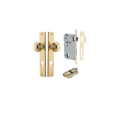 Guildford Knob Rectangular Polished Brass Entrance Kit - Key/Key