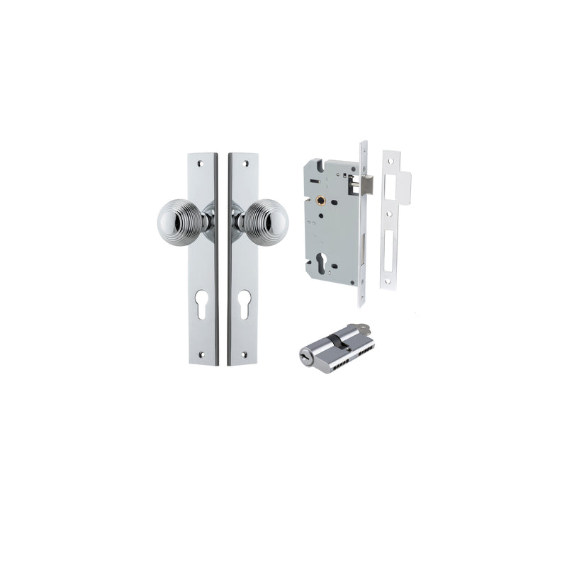 Guildford Knob Rectangular Polished Chrome Entrance Kit - Key/Key