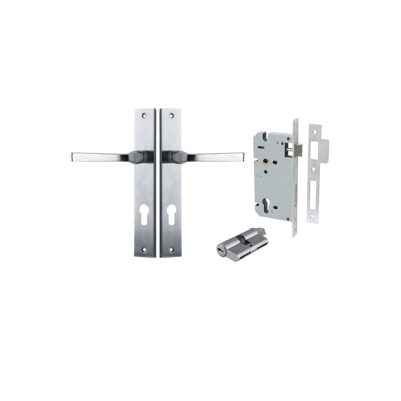 Annecy Lever Rectangular Brushed Chrome Entrance Kit - Key/Key