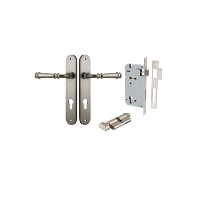 Verona Lever Oval Satin Nickel Entrance Kit - Key/Thumb Turn