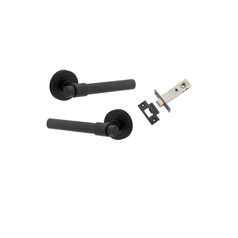 Helsinki Lever on Rose Matt Black Passage Kit