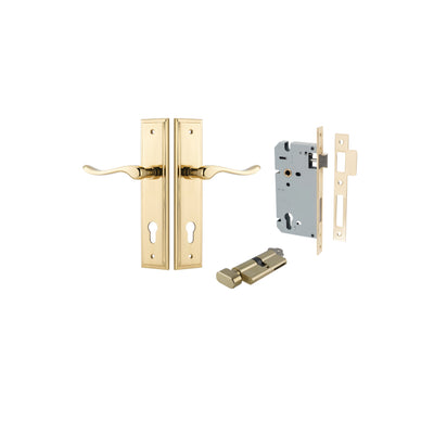 Stirling Lever Stepped Polished Brass Entrance Kit - Key/Thumb Turn