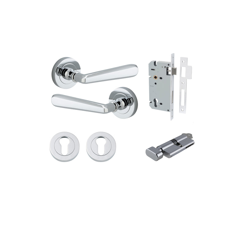 Copenhagen Lever on Rose Polished Chrome Entrance Kit - Key/Thumb Turn