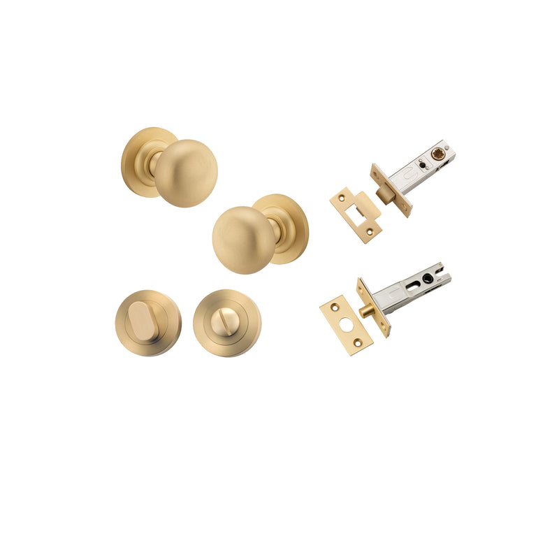 Cambridge Knob on Rose Brushed Brass Privacy Kit