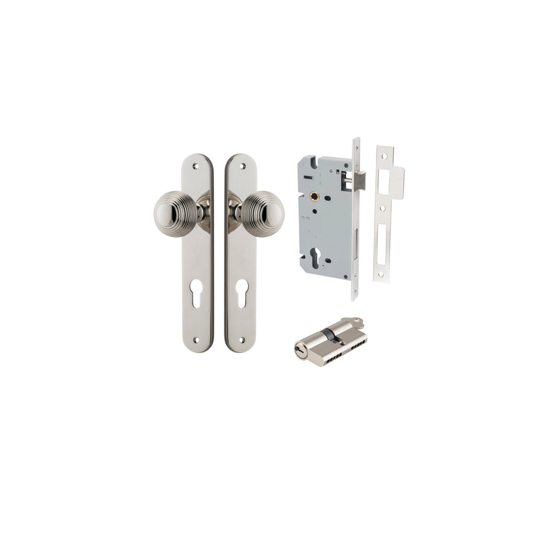 Guildford Knob Oval Polished Nickel Entrance Kit - Key/Key