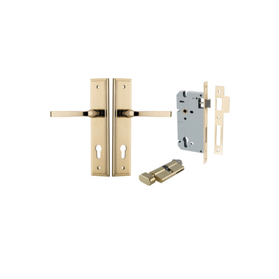 Annecy Lever Stepped Polished Brass Entrance Kit - Key/Thumb Turn