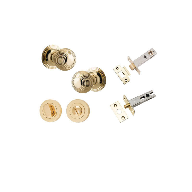 Guildford Knob on Rose Polished Brass Privacy Kit