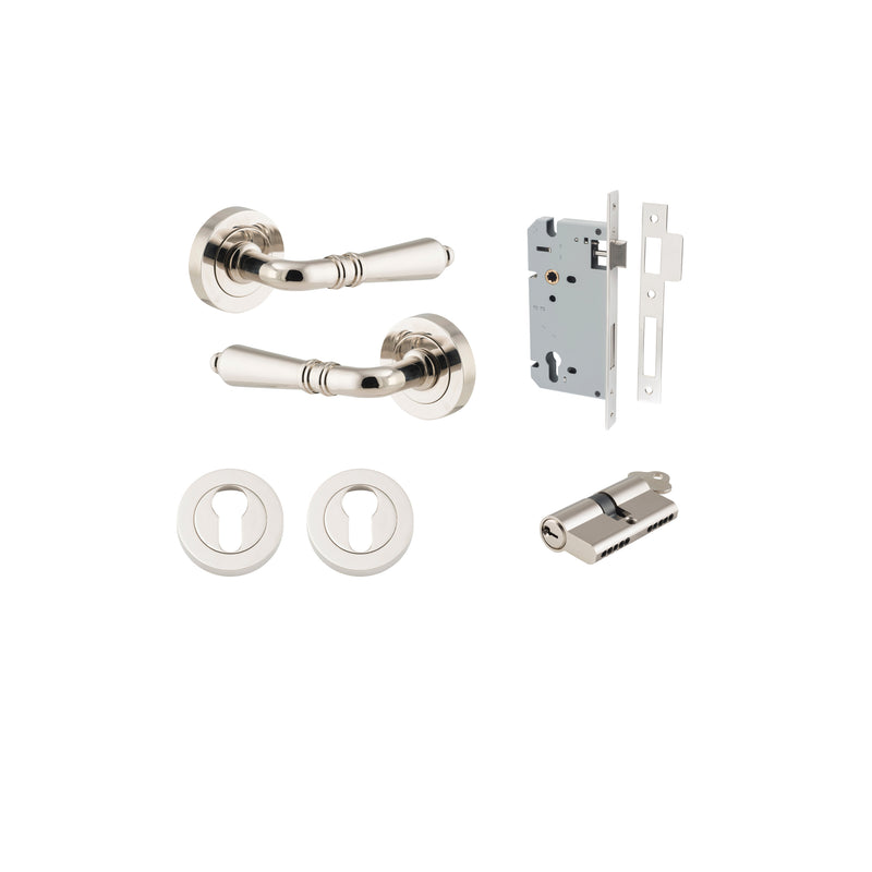 Sarlat Lever on Rose Polished Nickel Entrance Kit - Key/Key