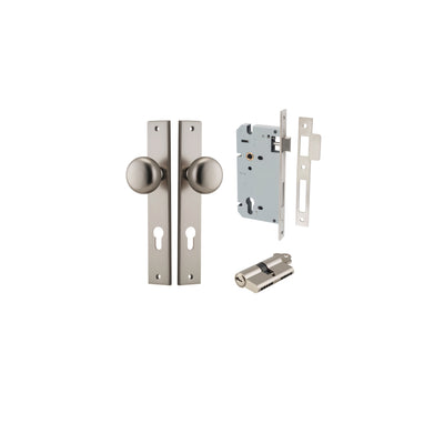 Cambridge Knob Rectangular Satin Nickel Entrance Kit - Key/Key