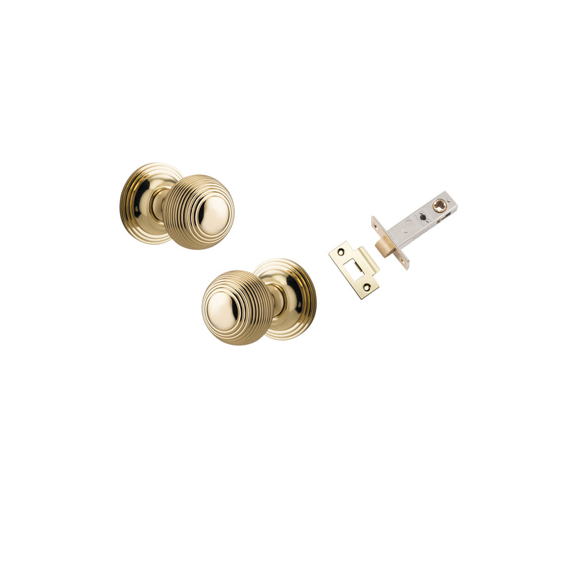 Guildford Knob on Rose Polished Brass Passage Kit