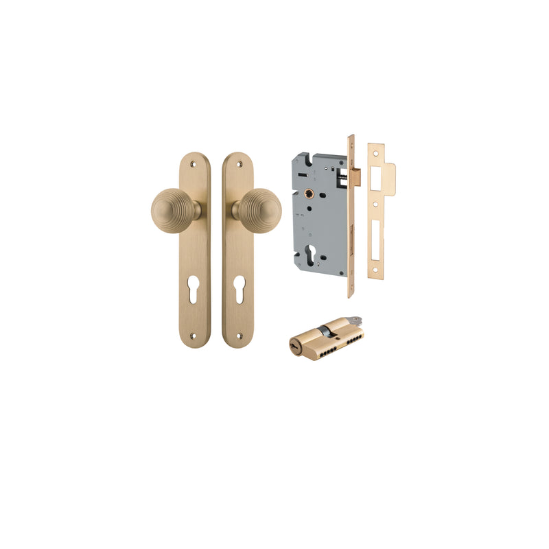 Guildford Knob Oval Brushed Brass Entrance Kit - Key/Key