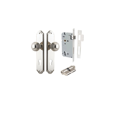 Guildford Knob Shouldered Polished Nickel Entrance Kit - Key/Key