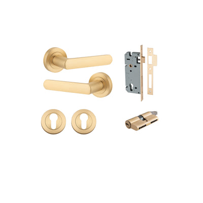 Osaka Lever on Rose Brushed Brass Entrance Kit - Key/Key