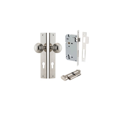 Guildford Knob Rectangular Polished Nickel Entrance Kit - Key/Thumb Turn