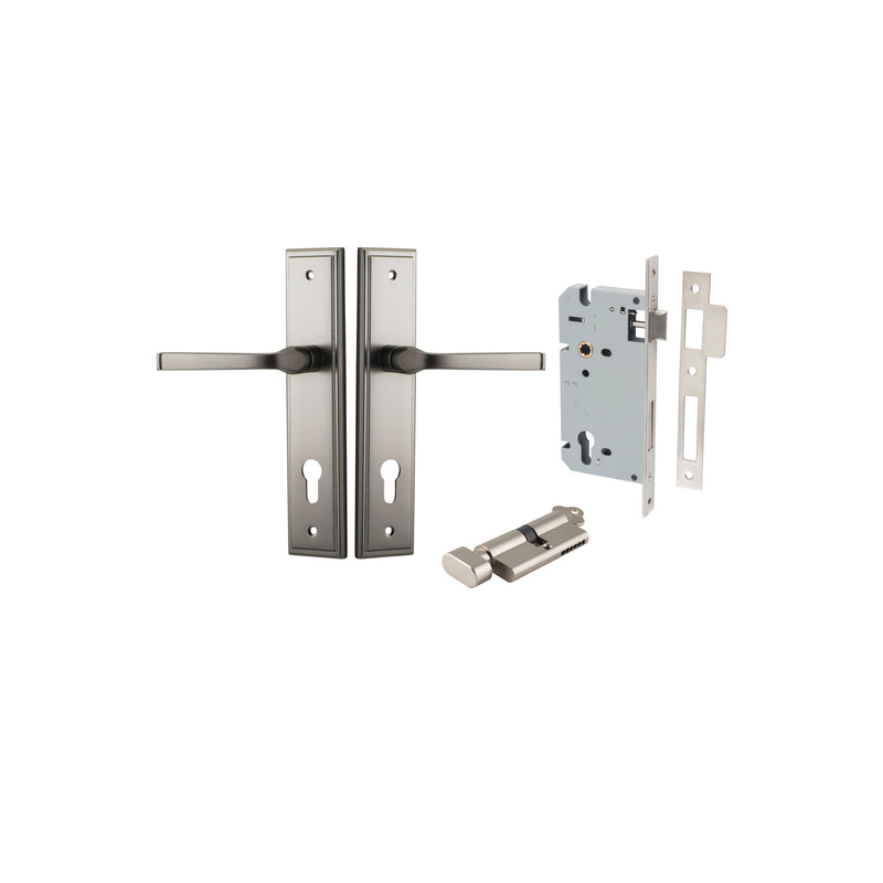 Annecy Lever Stepped Satin Nickel Entrance Kit - Key/Thumb Turn