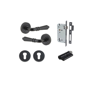 Sarlat Lever on Rose Matt Black Entrance Kit - Key/Key