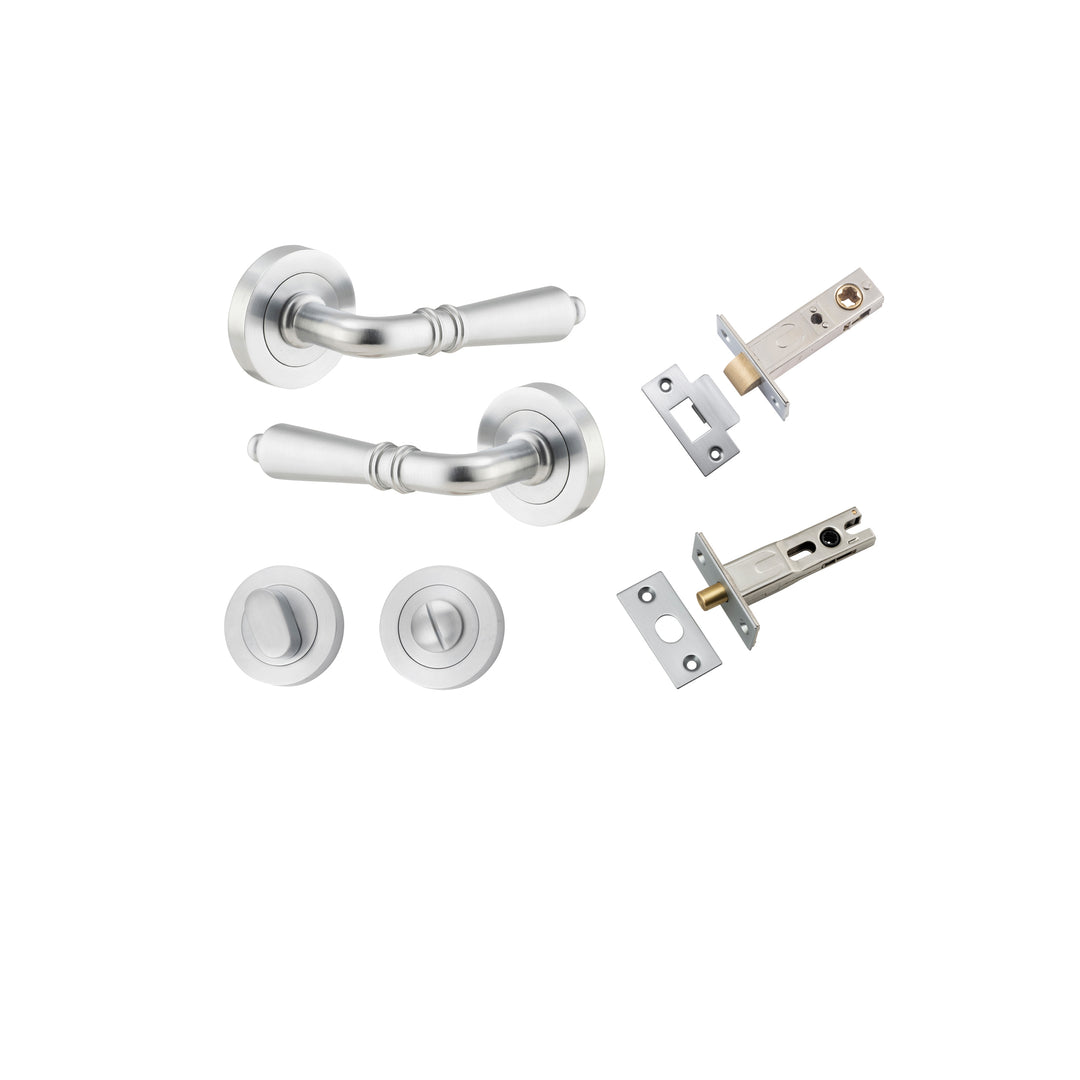 Sarlat Lever on Rose Brushed Chrome Privacy Kit