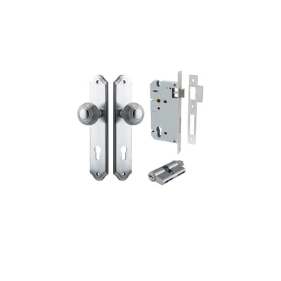 Guildford Knob Shouldered Brushed Chrome Entrance Kit - Key/Key