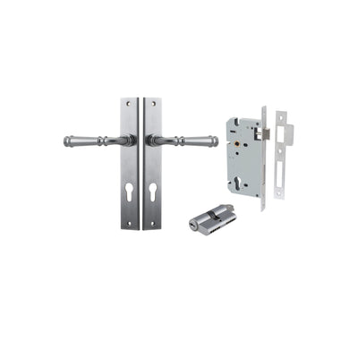 Verona Lever Rectangular Brushed Chrome Entrance Kit - Key/Key