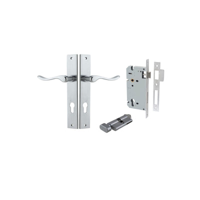 Stirling Lever Rectangular Brushed Chrome Entrance Kit - Key/Thumb Turn