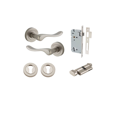 Stirling Lever on Rose Satin Nickel Entrance Kit - Key/Thumb Turn