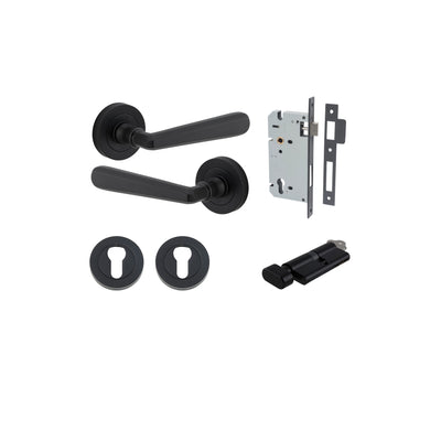 Copenhagen Lever on Rose Matt Black Entrance Kit - Key/Thumb Turn