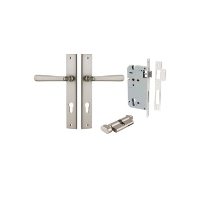 Copenhagen Lever Rectangular Satin Nickel Entrance Kit - Key/Thumb Turn