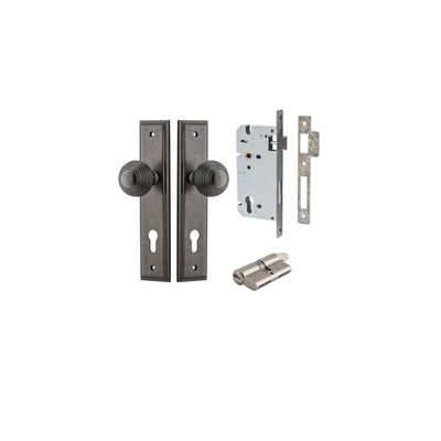 Guildford Knob Stepped Distressed Nickel Entrance Kit - Key/Key