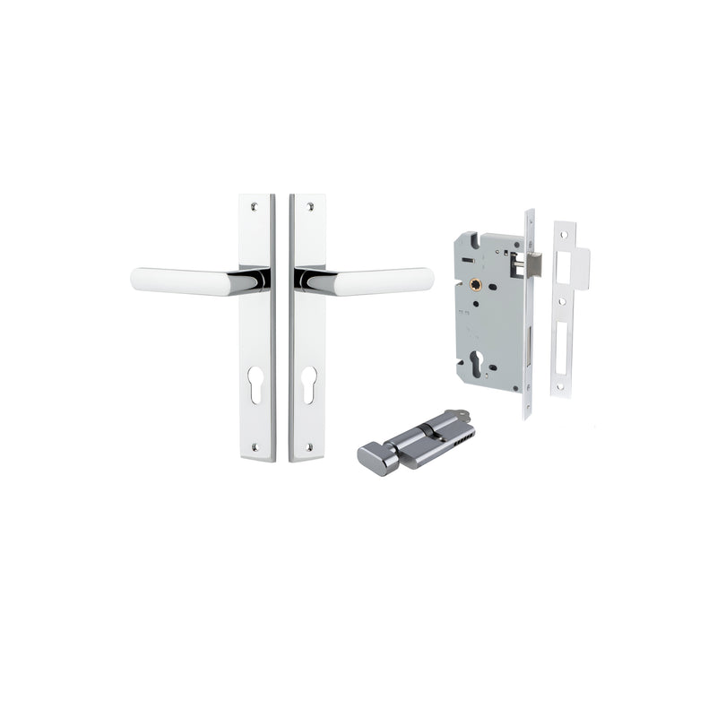 Osaka Lever Rectangular Polished Chrome Entrance Kit - Key/Thumb Turn