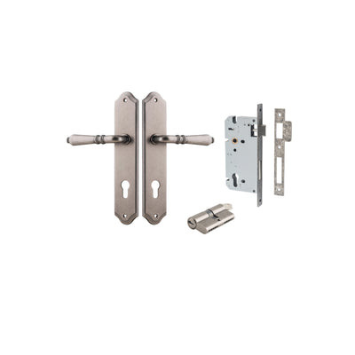 Sarlat Lever Shouldered Distressed Nickel Entrance Kit - Key/Key