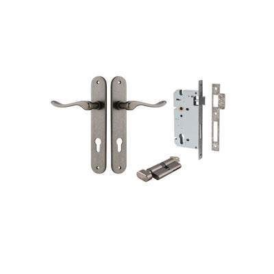 Stirling Lever Oval Distressed Nickel Entrance Kit - Key/Thumb Turn