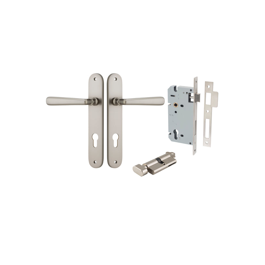 Copenhagen Lever Oval Satin Nickel Entrance Kit - Key/Thumb Turn