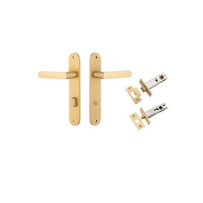 Osaka Lever Oval Brushed Brass Privacy Kit