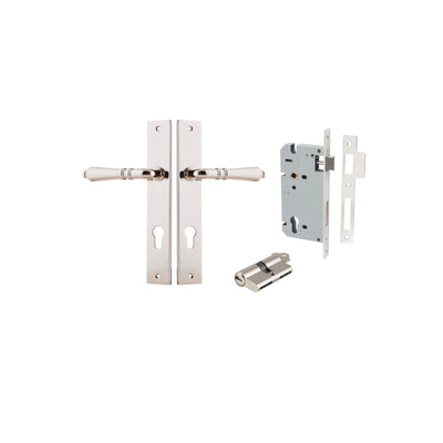 Sarlat Lever Rectangular Polished Nickel Entrance Kit - Key/Key