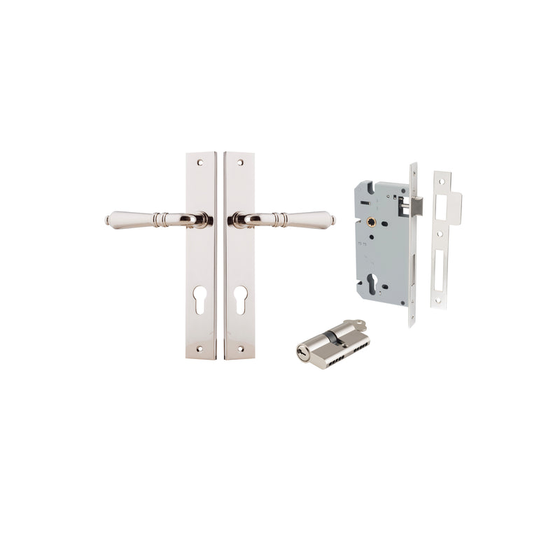 Sarlat Lever Rectangular Polished Nickel Entrance Kit - Key/Key