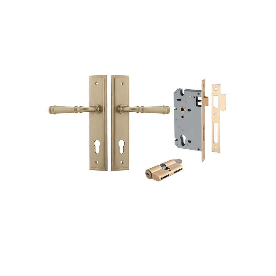 Verona Lever Stepped Brushed Brass Entrance Kit - Key/Key