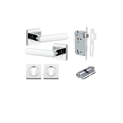 Osaka Lever on Square Rose Polished Chrome Entrance Kit - Key/Key