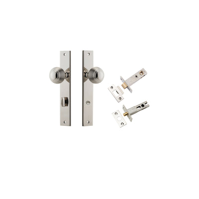 Guildford Knob Rectangular Polished Nickel Privacy Kit