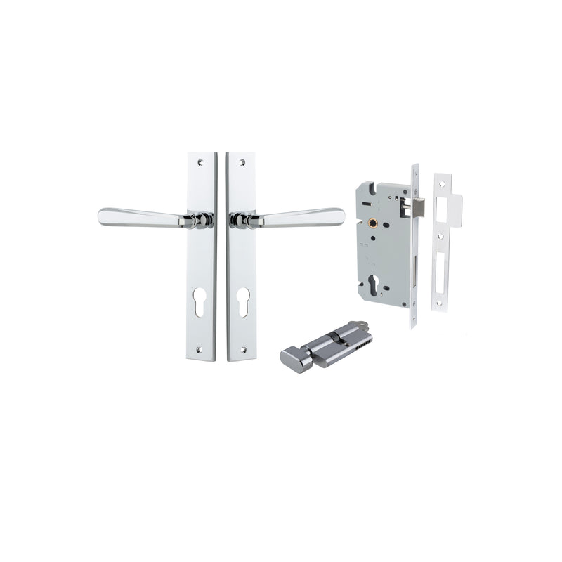 Copenhagen Lever Rectangular Polished Chrome Entrance Kit - Key/Thumb Turn