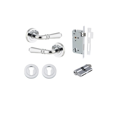 Sarlat Lever on Rose Polished Chrome Entrance Kit - Key/Key