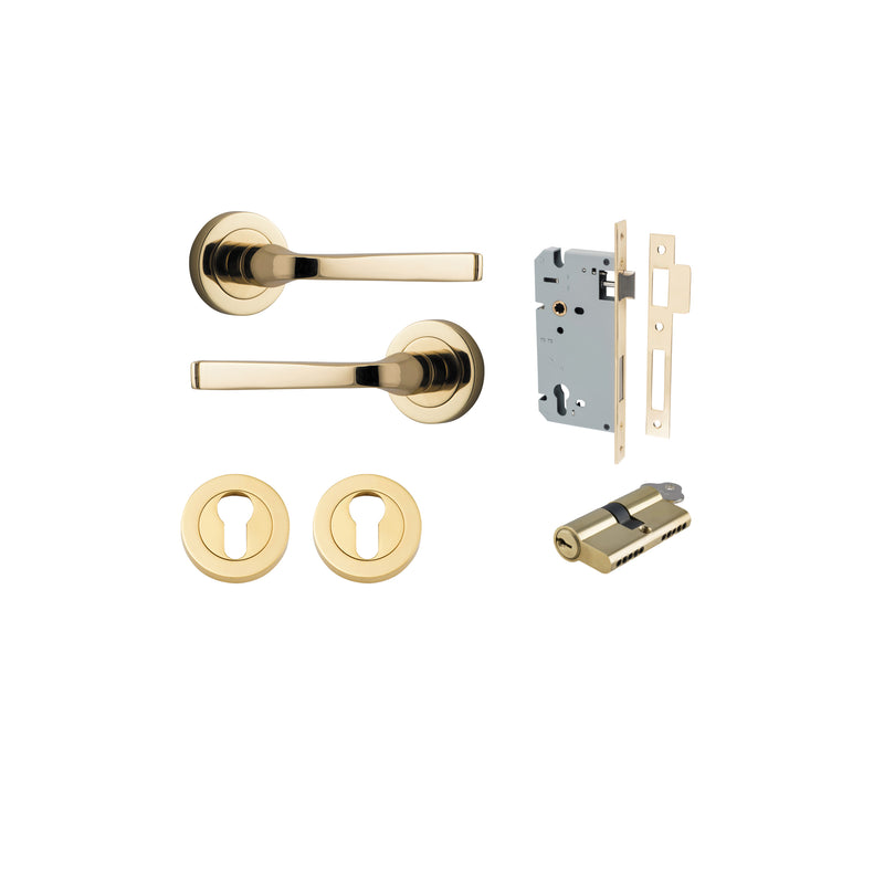 Annecy Lever on Rose Polished Brass Entrance Kit - Key/Key