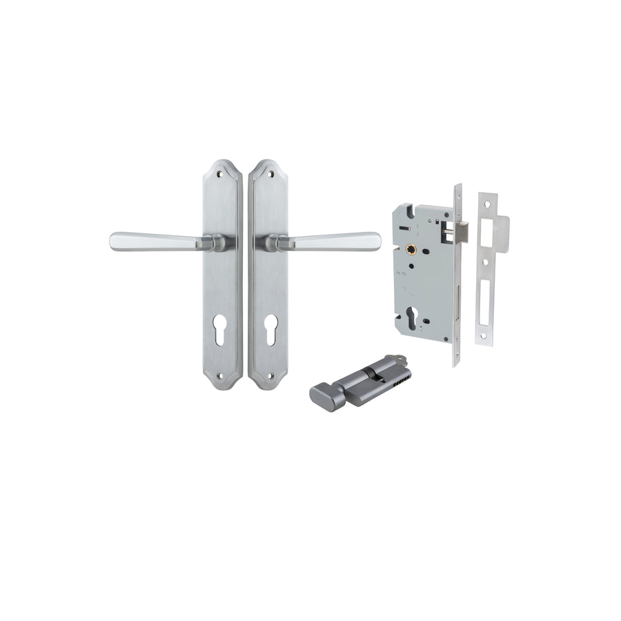 Copenhagen Lever Shouldered Brushed Chrome Entrance Kit - Key/Thumb Turn