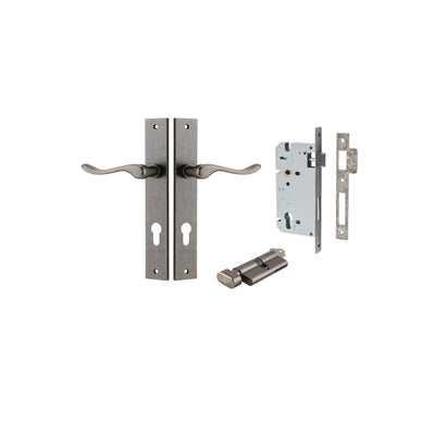 Stirling Lever Rectangular Distressed Nickel Entrance Kit - Key/Thumb Turn