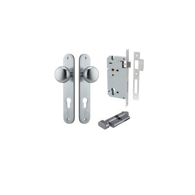 Cambridge Knob Oval Brushed Chrome Entrance Kit - Key/Thumb Turn