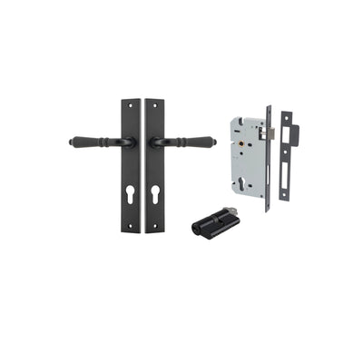 Sarlat Lever Rectangular Matt Black Entrance Kit - Key/Key