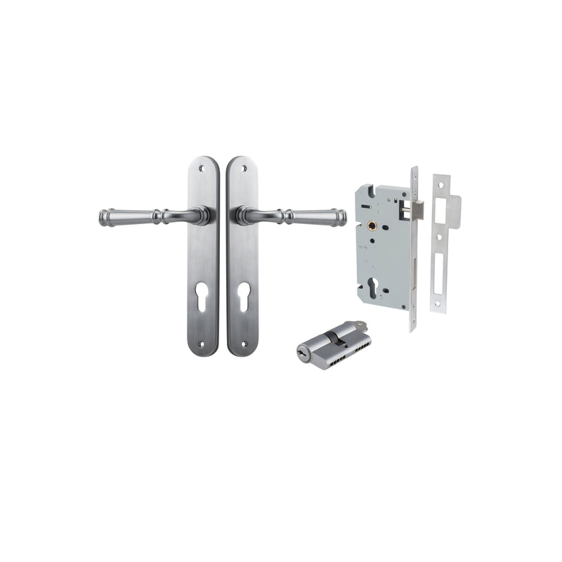 Verona Lever Oval Brushed Chrome Entrance Kit - Key/Key