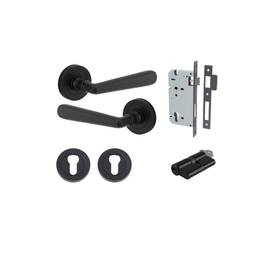 Copenhagen Lever on Rose Matt Black Entrance Kit - Key/Key