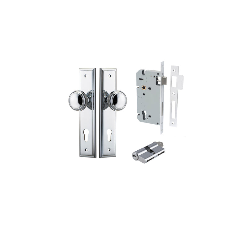 Paddington Knob Stepped Polished Chrome Entrance Kit - Key/Key