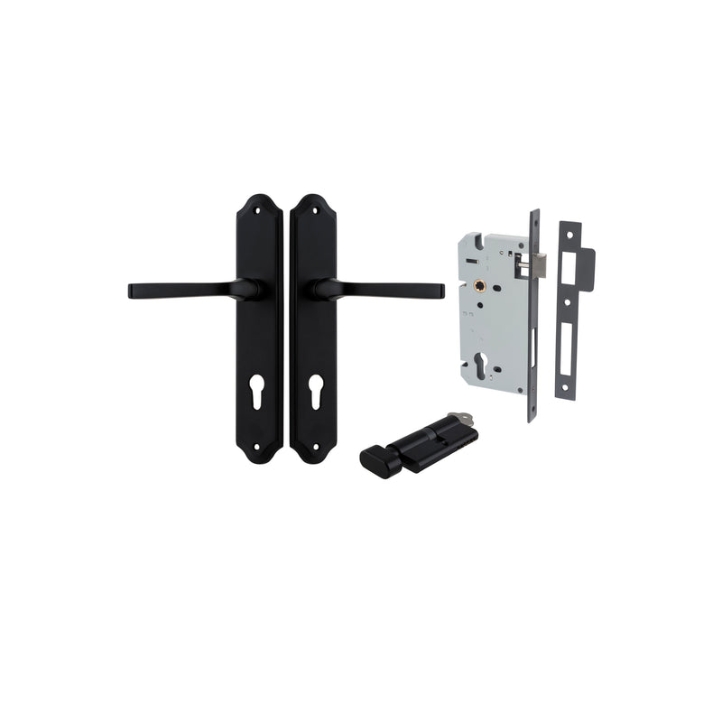 Annecy Lever Shouldered Matt Black Entrance Kit - Key/Thumb Turn