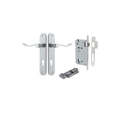 Stirling Lever Oval Brushed Chrome Entrance Kit - Key/Thumb Turn